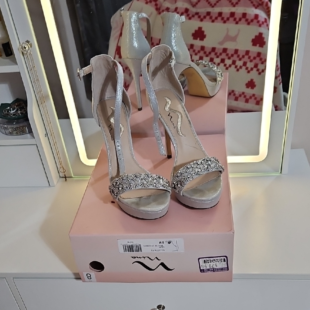Nina Sparkling Silver Heels